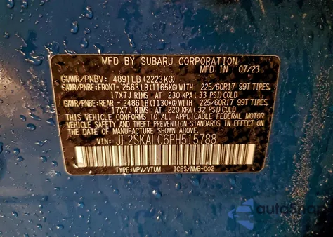 2023 Subaru Forester Wilderness z USA, uszkodzony, nr VIN JF2SKALC6PH515788